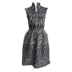AZZEDINE ALAIA leopard knit dress with full length zipper