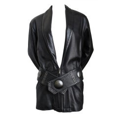 very early ISSEY MIYAKE sheepskin jacket with gunmetal studs 12