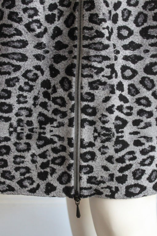 Women's AZZEDINE ALAIA leopard knit dress with full length zipper