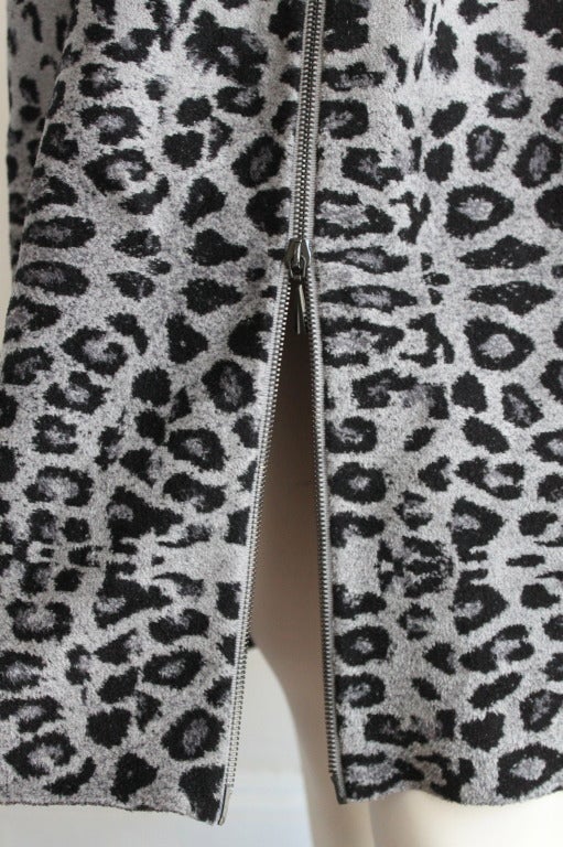 AZZEDINE ALAIA leopard knit dress with full length zipper 1