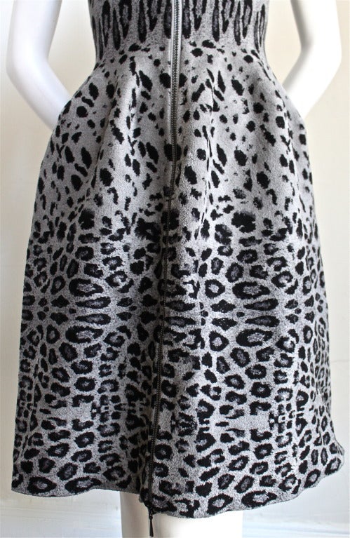 AZZEDINE ALAIA leopard knit dress with full length zipper 2