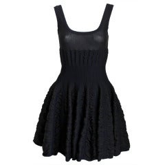 AZZEDINE ALAIA black mini dress with full ruched skirt