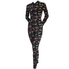 very rare 1992 AZZEDINE ALAIA butterfly catsuit with artwork by Thierry Perez