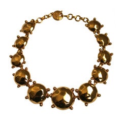 1980's  YVES SAINT LAURENT gilt faceted 'stone' necklace