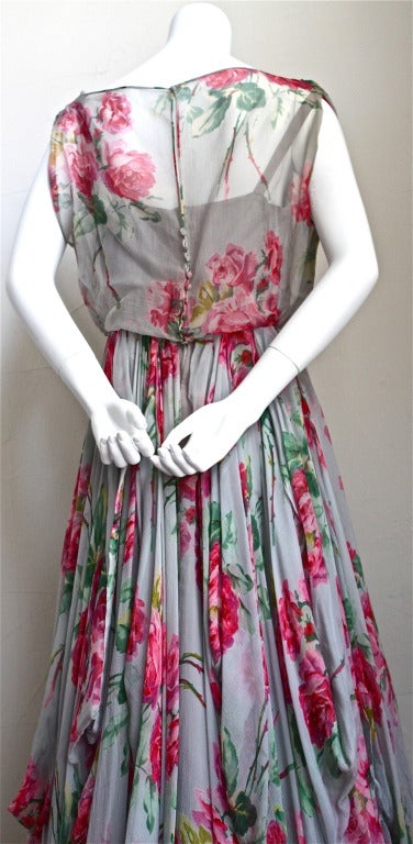 1950 MARCEL ROCHAS haute couture floral silk gown with important provenance 1