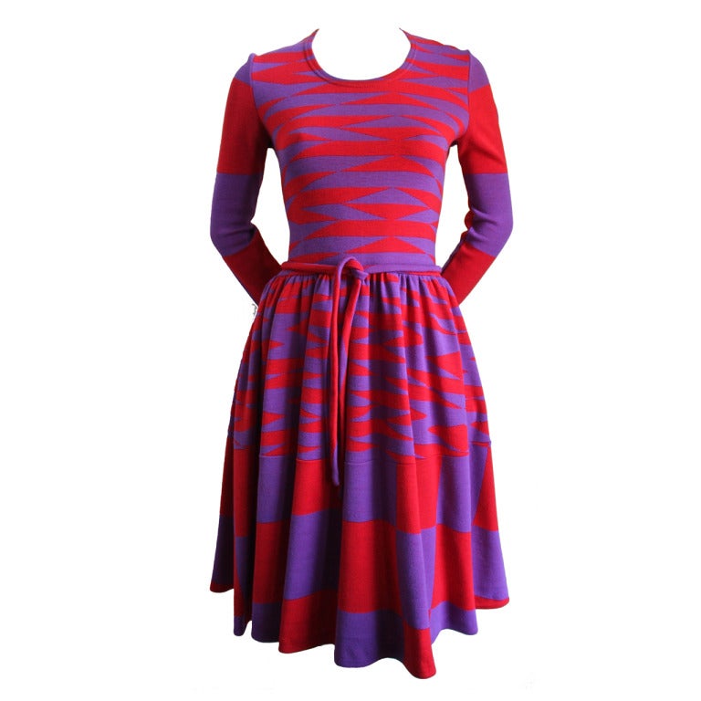 1971 RUDI GERNREICH op-art knit dress with belt