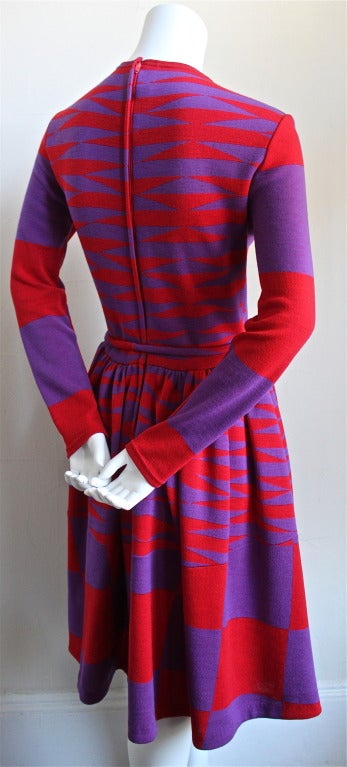 1971 RUDI GERNREICH op-art knit dress with belt In Excellent Condition In San Fransisco, CA
