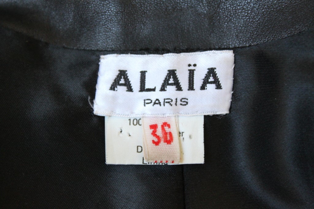 1990's AZZEDINE ALAIA black leather cropped jacket In Excellent Condition In San Fransisco, CA