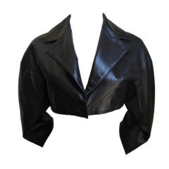 Vintage 1990's AZZEDINE ALAIA black leather cropped jacket
