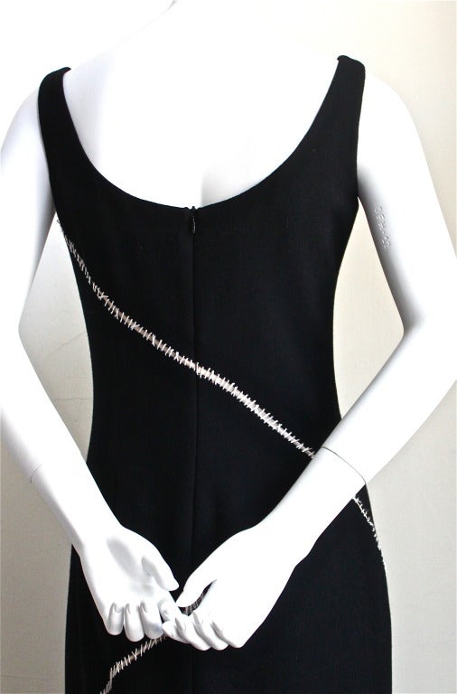 black dress with white stitching