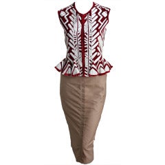 TOM FORD - YVES SAINT LAURENT claret embroidered jacket & skirt - runway 2002 4