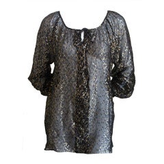 HEDI SLIMANE for SAINT LAURENT gold and silver metallic blouse