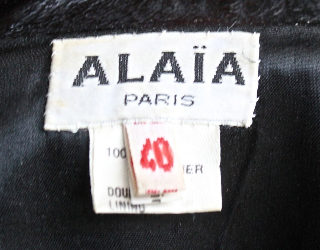 1980's AZZEDINE ALAIA black leather motorcycle jacket In Excellent Condition In San Fransisco, CA