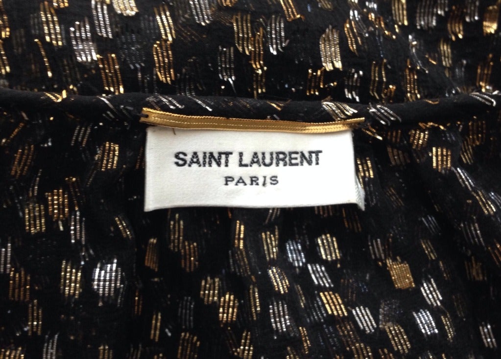 HEDI SLIMANE for SAINT LAURENT gold and silver metallic blouse In New Condition In San Fransisco, CA