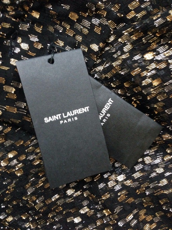 Women's HEDI SLIMANE for SAINT LAURENT gold and silver metallic blouse