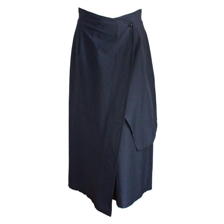 1980's MATSUDA asymmetrical black wrap skirt