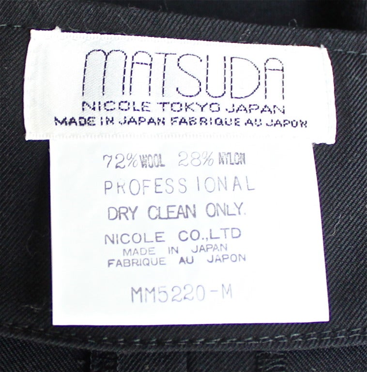 1980's MATSUDA asymmetrical black wrap skirt In Excellent Condition In San Fransisco, CA