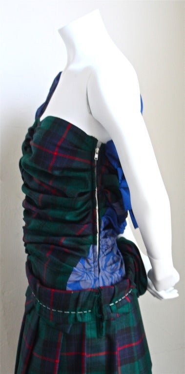 Women's COMME DES GARCONS asymmetrical ruched tartan wool dress