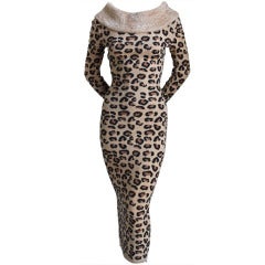 very rare AZZEDINE ALAIA leopard knit dress - 1991