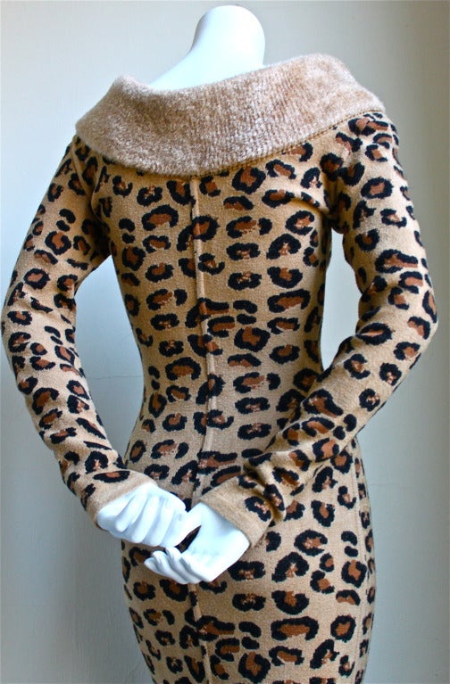 very rare AZZEDINE ALAIA leopard knit dress - 1991 In Excellent Condition In San Fransisco, CA