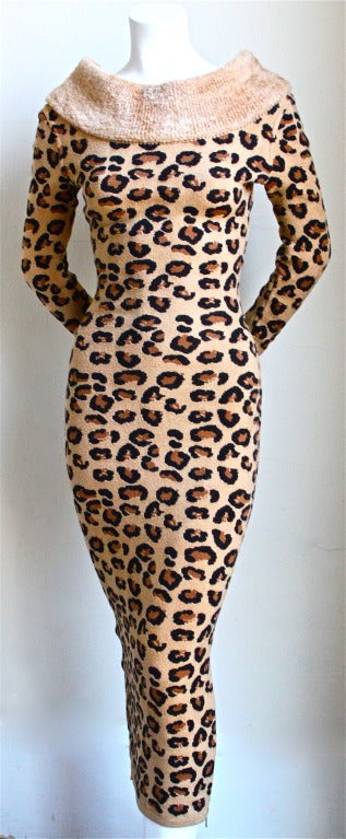 very rare AZZEDINE ALAIA leopard knit dress - 1991 4