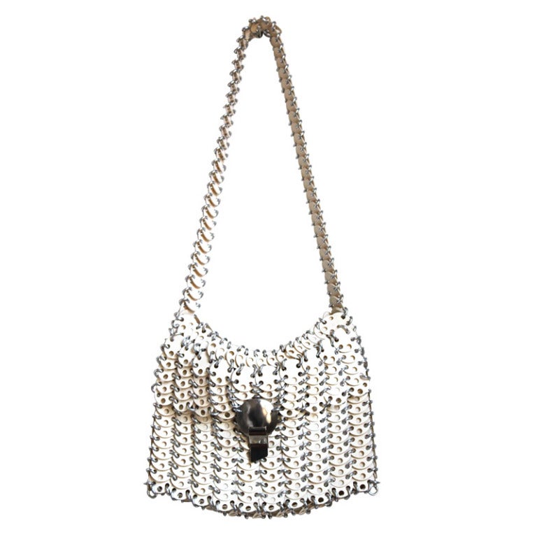 very rare PACO RABANNE disc bag with silver hardware For Sale at 1stDibs