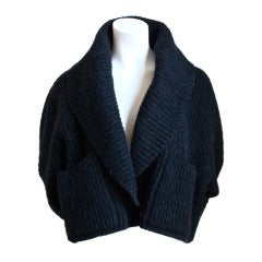 1980er Jahre AZZEDINE ALAIA Pulloverjacke aus tiefer anthrazitfarbener Wolle