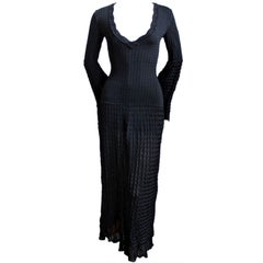 Azzedine Alaia black open knit long dress, 1992