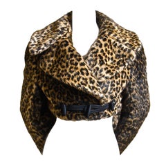 Retro AZZEDINE ALAIA faux leopard fur jacket with frog closure