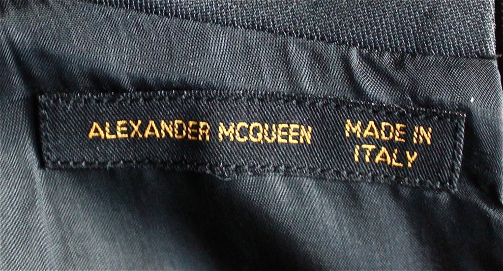 Women's 2001 ALEXANDER MCQUEEN black silk gazar dress with cream sash