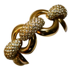 YVES SAINT LAURENT chunky rhinestone link bracelet 1