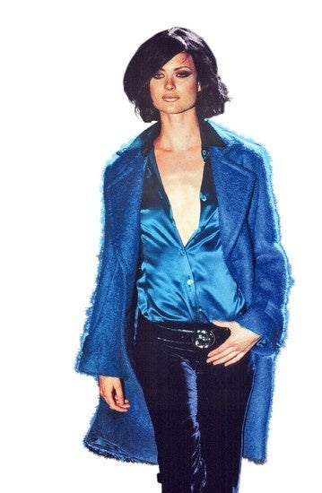 Blue TOM FORD for GUCCI turquoise mohair ad campaign coat - 1st collection - 1995