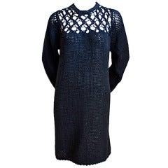 1980's YOHJI YAMAMOTO black knit dress with open knit