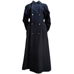 1994 COMME DES GARCONS dramatic black felted wool coat with dolman sleeve