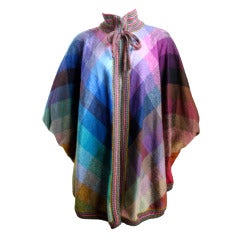 1980's MISSONI checked wool poncho with reversible lining