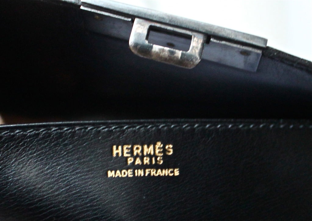 vintage HERMES black box leather pouchette clutch 2