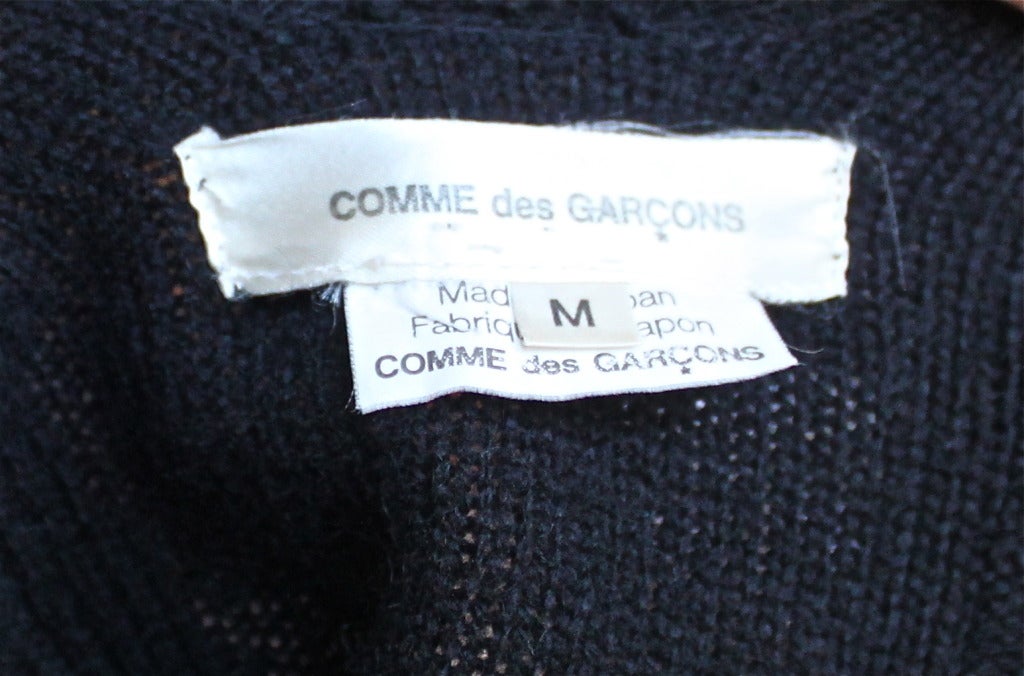 COMME DES GARCONS asymmetrical black wool wrap sweater with raw edges In Good Condition In San Fransisco, CA