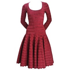 AZZEDINE ALAIA zig zag cranberry chenille knit dress 3
