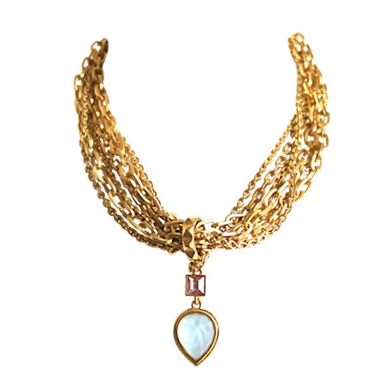1980's KARL LAGERFELD gilt chain necklace