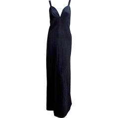 very rare 1970's ISSEY MIYAKE black moleskin gown with low back