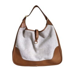 HERMES toile & leather large 'trim' bag - 40 cm
