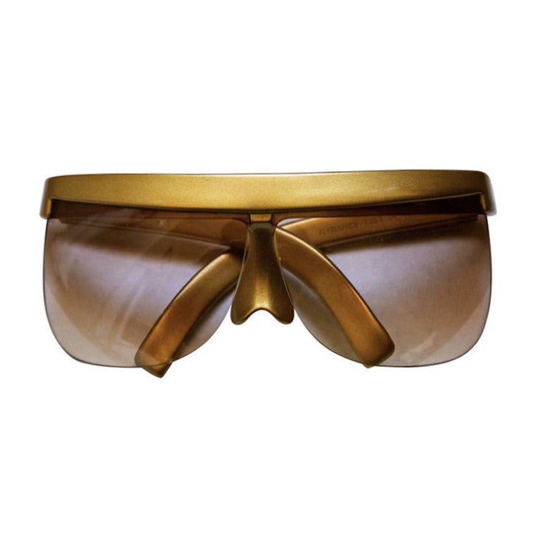 unworn 1970's COURREGES handmade gold plastic sunglasses