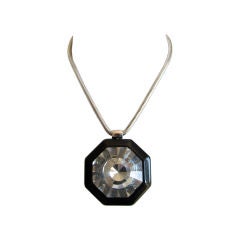 LANVIN modernist necklace with mirrored pendant