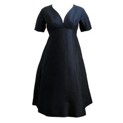 GALANOS black empire waist dress