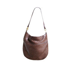 BOTTEGA VENETA brown woven leather oversized bag