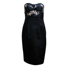 ALEXANDER MCQUEEN silk bustier dress with ribbon embroidery