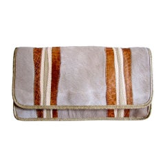 Retro CARLOS FALCHI ponyskin and lizard clutch