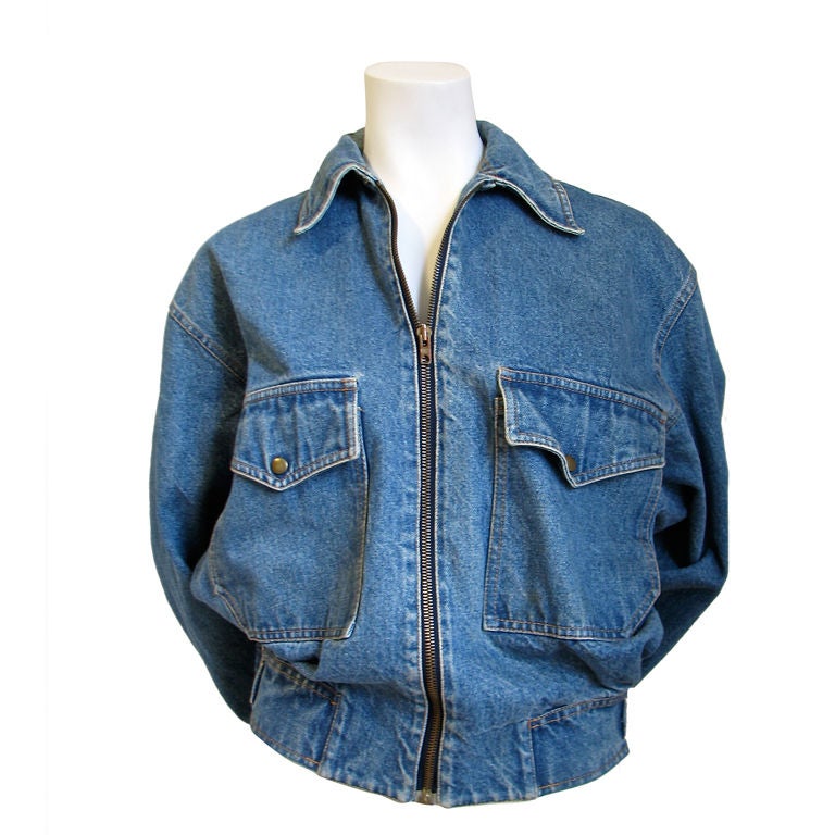 AZZEDINE ALAIA oversized denim jacket with fitted waist