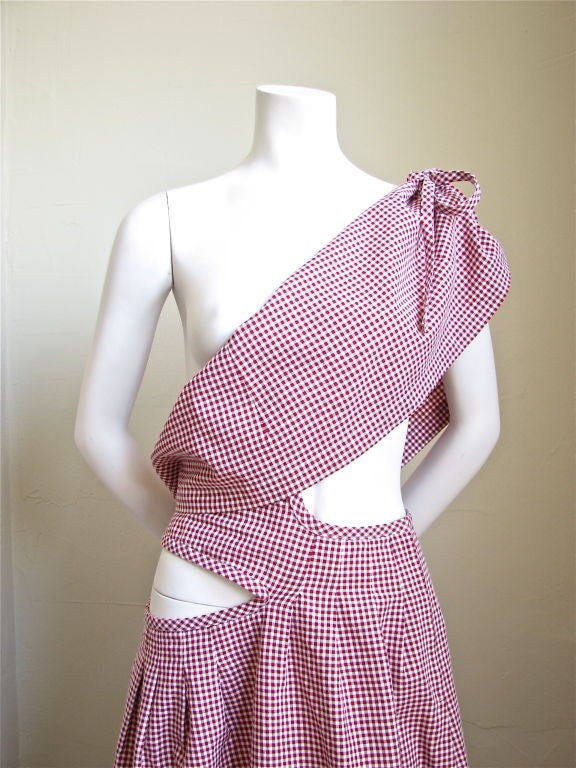 COMME DES GARCONS asymmetrical red gigham dress