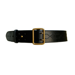 Retro AZZEDINE ALAIA black belt with topstitching and brass hardware